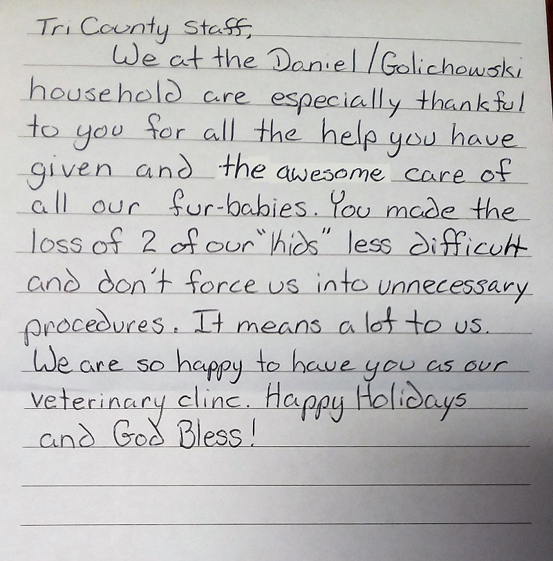Letters Of Thanks Tri County Veterinary Service letters-of-thanks-tri-county-veterinary-service